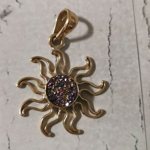 Charles Albert Sun Pendant with druzy.
